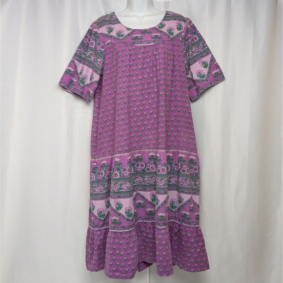 The Vermont Country Store Purple Floral Dress Prairie Cottagecore Women's Medium - Picture 1 of 10